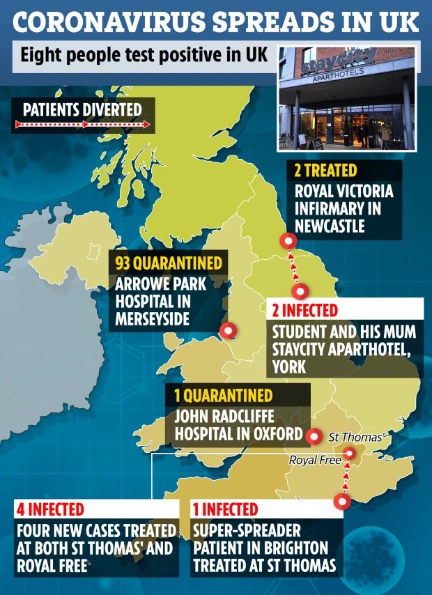 DD COMP CORONAVIRUS UK map 10TH FEB