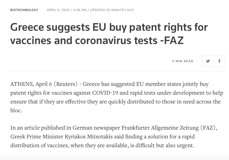 reuters mitsotakis mosialos patentes