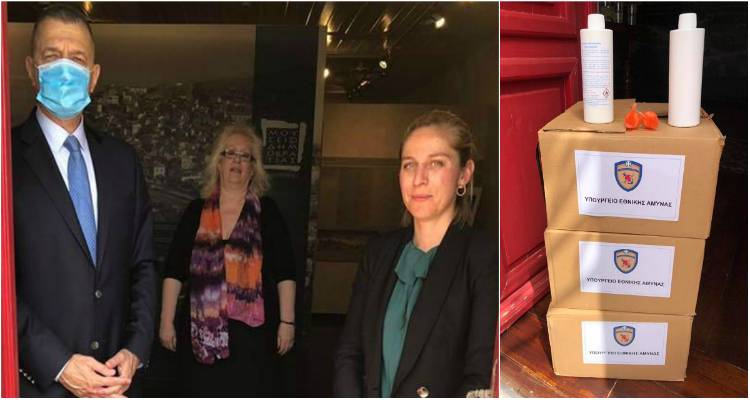 Στον Αϊ-Στράτη ο Αλκιβιάδης Στεφανής | Παρέδωσε αντισηπτικά και μάσκες που κατασκευάζει ο στρατός (photos)