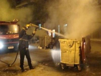 Εμπρησμός σε κάδο απορριμάτων της Μύρινας