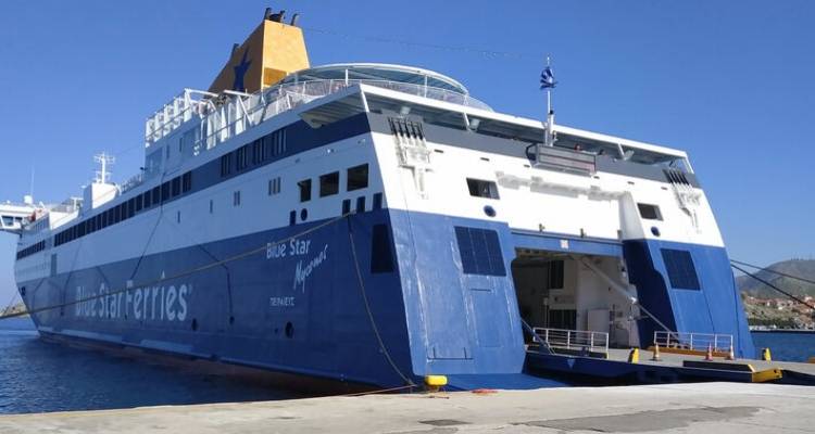 &Alpha;&nu;&alpha;&tau;&rho;&omicron;&pi;ή &sigma;&tau;&alpha; &delta;&rho;&omicron;&mu;&omicron;&lambda;ό&gamma;&iota;&alpha; &tau;&omicron;&upsilon; "Blue Star Myconos" &lambda;ό&gamma;&omega; &alpha;&pi;&alpha;&gamma;ό&rho;&epsilon;&upsilon;&sigma;&eta;&sigmaf; &alpha;&pi;ό&pi;&lambda;&omicron;&upsilon; &sigma;&tau;&omicron; &Beta;&omicron;&rho;&epsilon;&iota;&omicron;&alpha;&nu;&alpha;&tau;&omicron;&lambda;&iota;&kappa;ό &Alpha;&iota;&gamma;&alpha;ί&omicron;