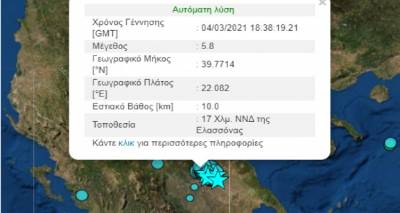 Ισχυρός μετασεισμός στην Ελασσόνα