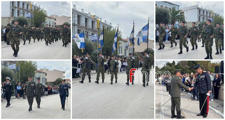 Επιβλητική παρουσία των Ενόπλων Δυνάμεων στην παρέλαση της 28ης Οκτωβρίου στη Μύρινα