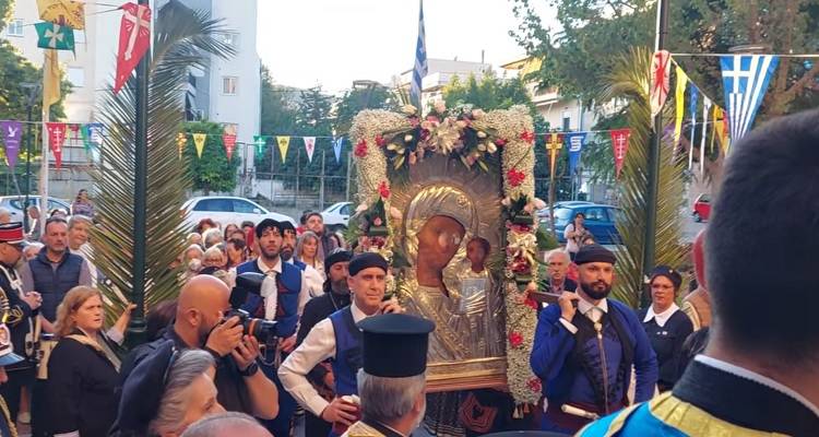 Θερμή υποδοχή της Παναγίας της Ρούσσας από τη Λήμνο στον Ιερό Ναό Αγίου Ιεροθέου Περιστερίου (video)