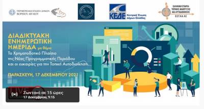 &Alpha;ύ&rho;&iota;&omicron; &eta; &eta;&mu;&epsilon;&rho;ί&delta;&alpha; &gamma;&iota;&alpha; &tau;&alpha; &ldquo;&Chi;&rho;&eta;&mu;&alpha;&tau;&omicron;&delta;&omicron;&tau;&iota;&kappa;ά &Pi;&rho;&omicron;&gamma;&rho;ά&mu;&mu;&alpha;&tau;&alpha; &tau;&eta;&sigmaf; &Nu;έ&alpha;&sigmaf; &Pi;&rho;&omicron;&gamma;&rho;&alpha;&mu;&mu;&alpha;&tau;&iota;&kappa;ή&sigmaf; &Pi;&epsilon;&rho;&iota;ό&delta;&omicron;&upsilon; 2021-2027 &kappa;&alpha;&iota; &tau;&iota;&sigmaf; &epsilon;&upsilon;&kappa;&alpha;&iota;&rho;ί&epsilon;&sigmaf; &gamma;&iota;&alpha; &tau;&omicron;&upsilon;&sigmaf; &Omicron;&Tau;&Alpha; &alpha;΄ &beta;&alpha;&theta;&mu;&omicron;ύ&rdquo;.