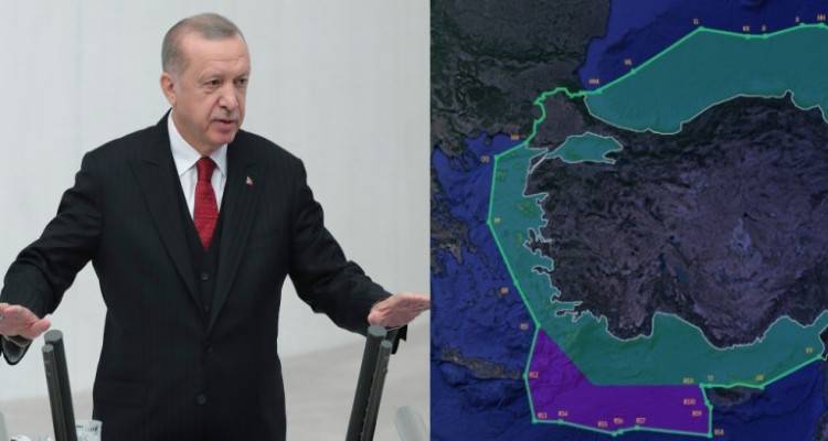 Νέα πρόκληση της Τουρκίας: Υπουργός του Ερντογάν παρουσιάζει χάρτη με το... μισό Αιγαίο δικό της | Η απάντηση της Αθήνας