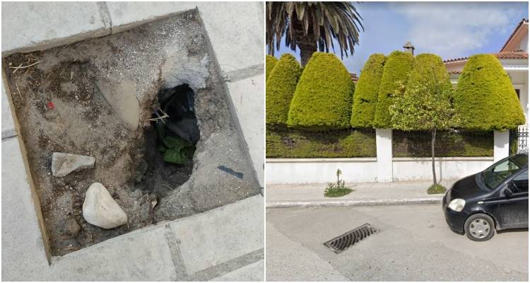 Επικίνδυνη τρύπα στο πεζοδρόμιο της Μύρινας