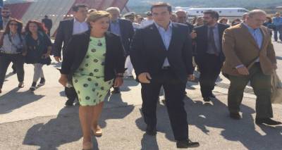 Τον Αλέξη Τσίπρα και τον Καγκελάριο της Αυστρίας υποδέχτηκε στη Λέσβο η Χριστιάνα Καλογήρου (photos)