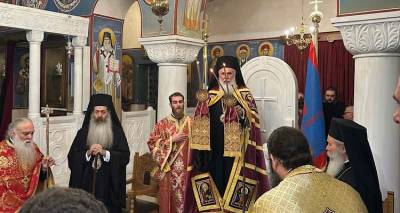 &Omicron; &Mu;&eta;&tau;&rho;&omicron;&pi;&omicron;&lambda;ί&tau;&eta;&sigmaf; &Lambda;ή&mu;&nu;&omicron;&upsilon; &amp; &Alpha;&gamma;ί&omicron;&upsilon; &Epsilon;&upsilon;&sigma;&tau;&rho;&alpha;&tau;ί&omicron;&upsilon; &Iota;&epsilon;&rho;ό&theta;&epsilon;&omicron;&sigmaf; &chi;&omicron;&rho;&omicron;&sigma;&tau;ά&tau;&eta;&sigma;&epsilon; &sigma;&tau;&eta;&nu; &pi;&alpha;&tau;&rho;ί&delta;&alpha; &tau;&omicron;&upsilon; (photo)